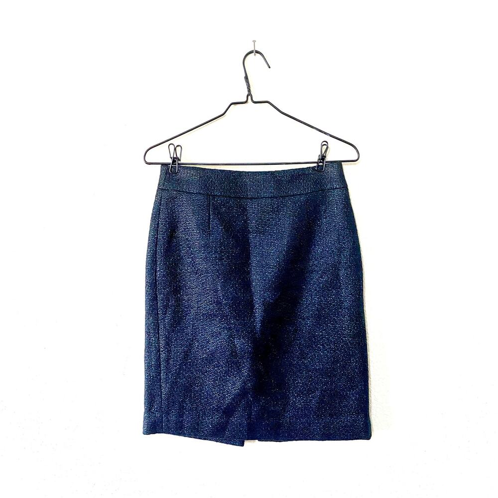 Banana Republic Black Blue Tweed Mini Skirt Size 2 Petite 2P Work Professional